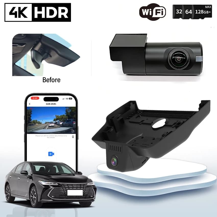 Dash Cam UHD 4K 2160P Plug and Play for Car, DVR Recorder with WIFI for Toyota Avalon 2019-2025