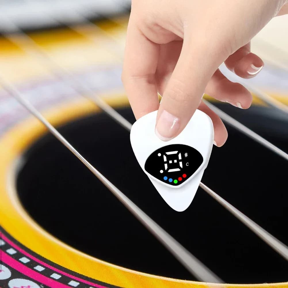 Plettri per Chitarra 2-in-1 con Accordatore Integrato per Chitarra Acustica, Elettrica, Basso e Mandolino