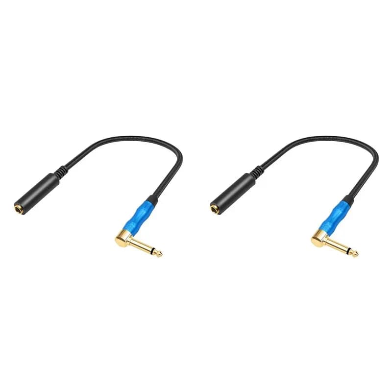 【SURPISE】2X Cavo audio stereo TRS da 6,35 mm ad angolo retto, da maschio a femmina, cavo di prolunga per chitarra, per amplificatori, cuffie 0.
