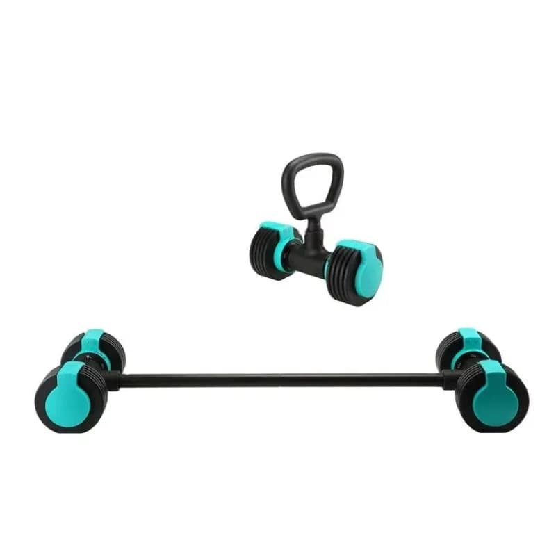 Weight lifting handlebar converter, adjustable, for domestic use, with barbell handle and swivel clip for barbell/kettlebell
