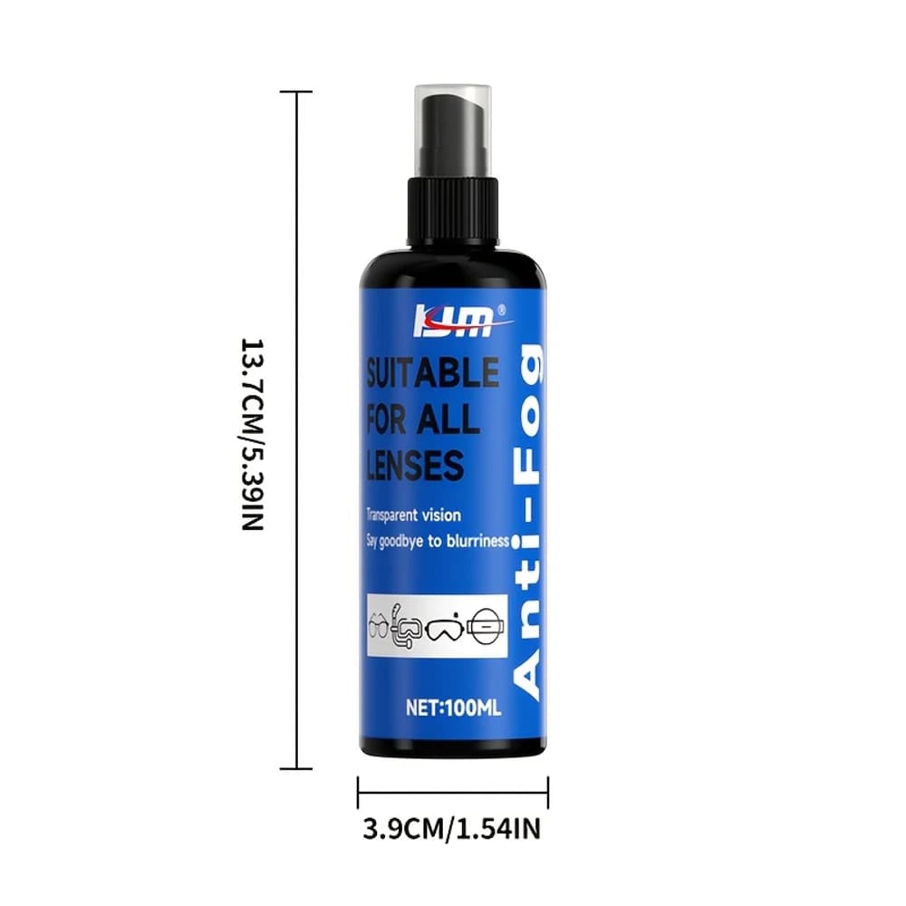 KJM Anti-fog spray for swim glasses, glasses, ski glasses, cycling glasses, fashionable glasses, underwater masks, camera lenses, Wi
