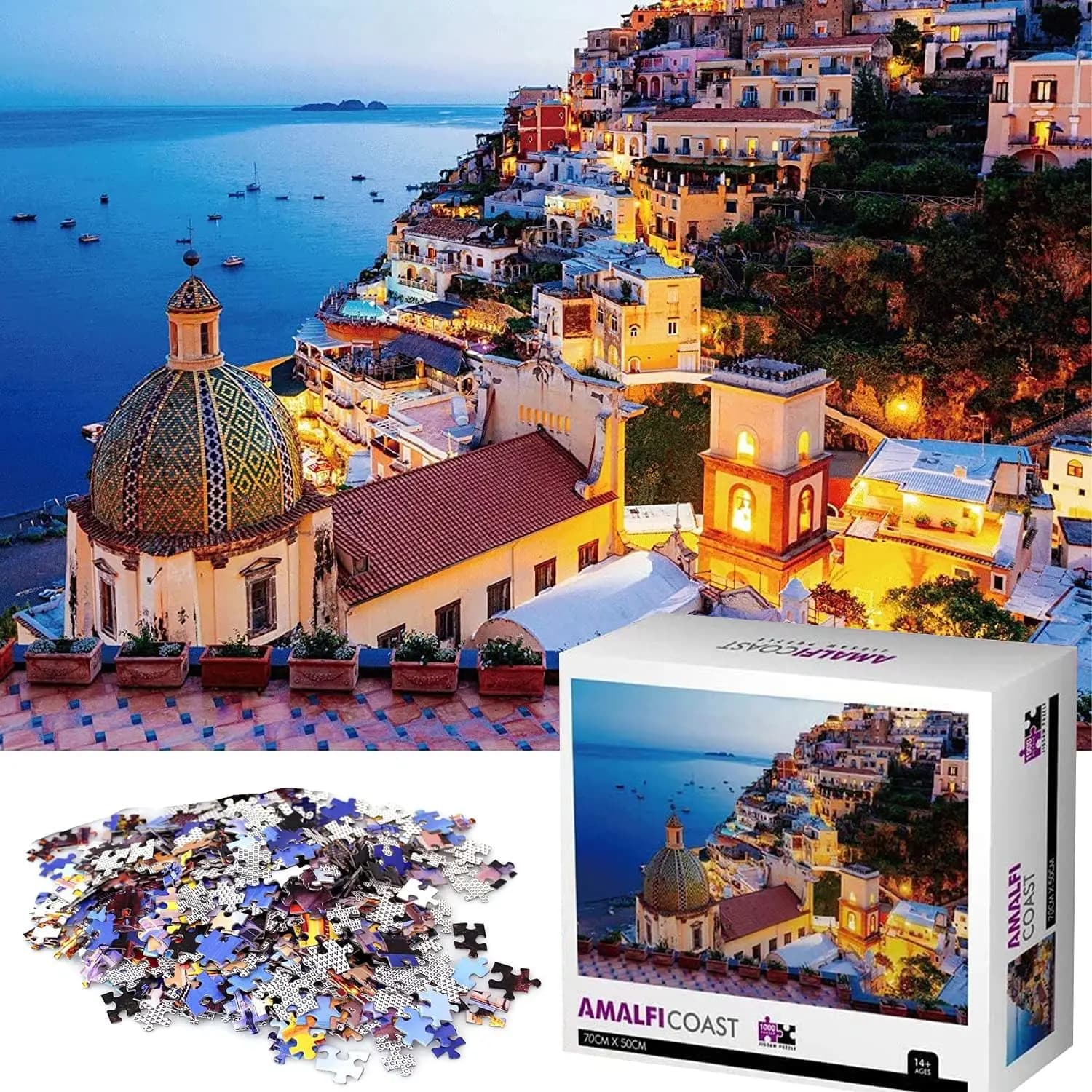 Puzzle da 1000 pezzi Giochi puzzle Bella vista del mare dell'Egeo Italia Costa Amalfi Puzzle per adolescenti Adulti