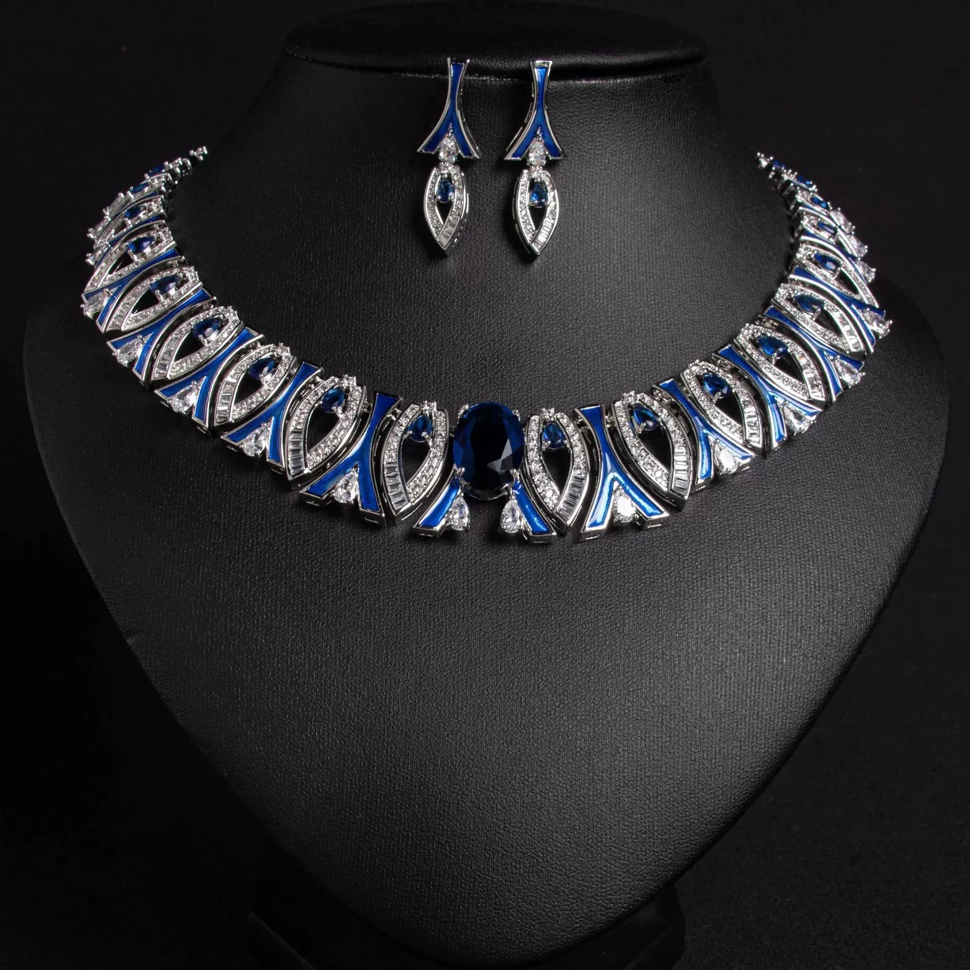 Moda Dubai Nigeria UAE Set di gioielli da sposa Rosso CZ Zircone Gioielli da donna Ciondolo a goccia Set di orecchini da collana in 2 pezzi