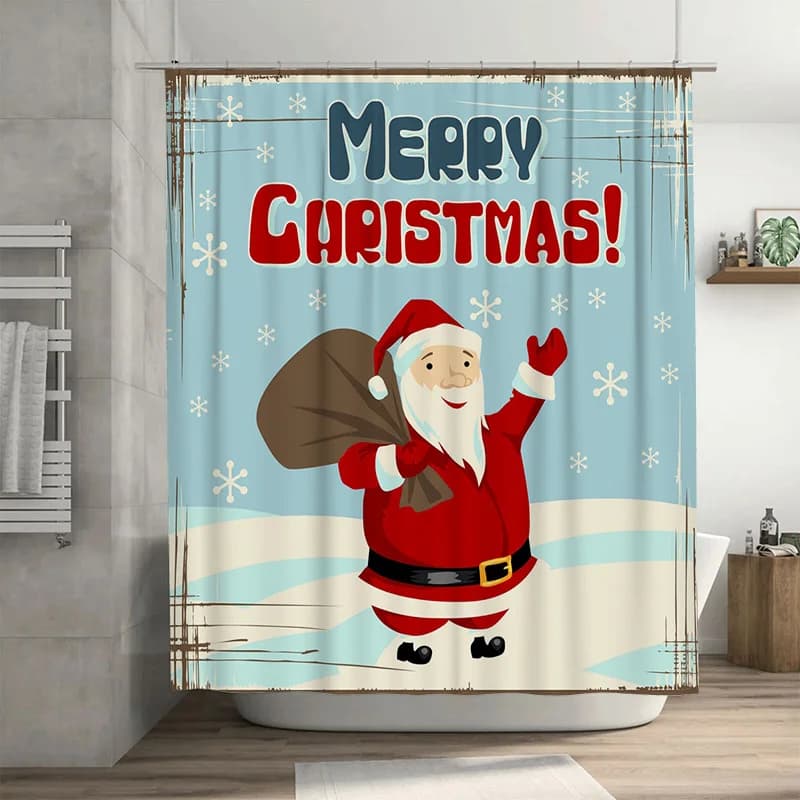 TU Natale Babbo Natale Tenda da doccia Festivo Vacanza Decorazioni per il bagno Tessuto impermeabile Modello natalizio Decorazioni per la casa Idea regalo