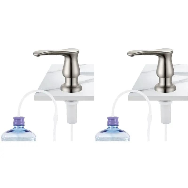 A84E-2X Dispenser di sapone per lavello da cucina in nichel spazzolato, dispenser di sapone sottolavello con kit tubo di prolunga in silicone
