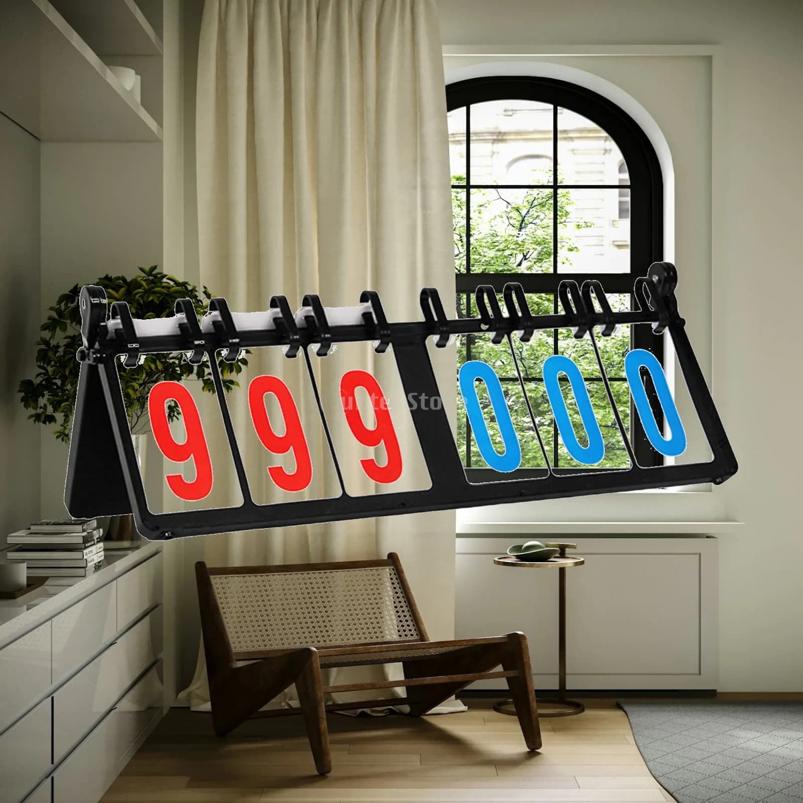 Portable Scoreboard with Six Digits Bright Background Easy Viewing Manual Flip Cards for Volleyball Baseball