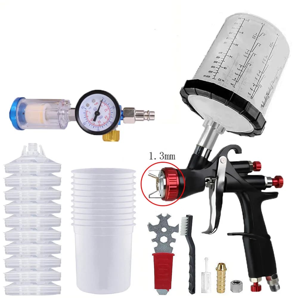 R500 LVLP Air Spray Gun with 1.3mm Nozzles & Oil Separator & Air Regulator, Automotive, Car Paint Gun Sprayer
