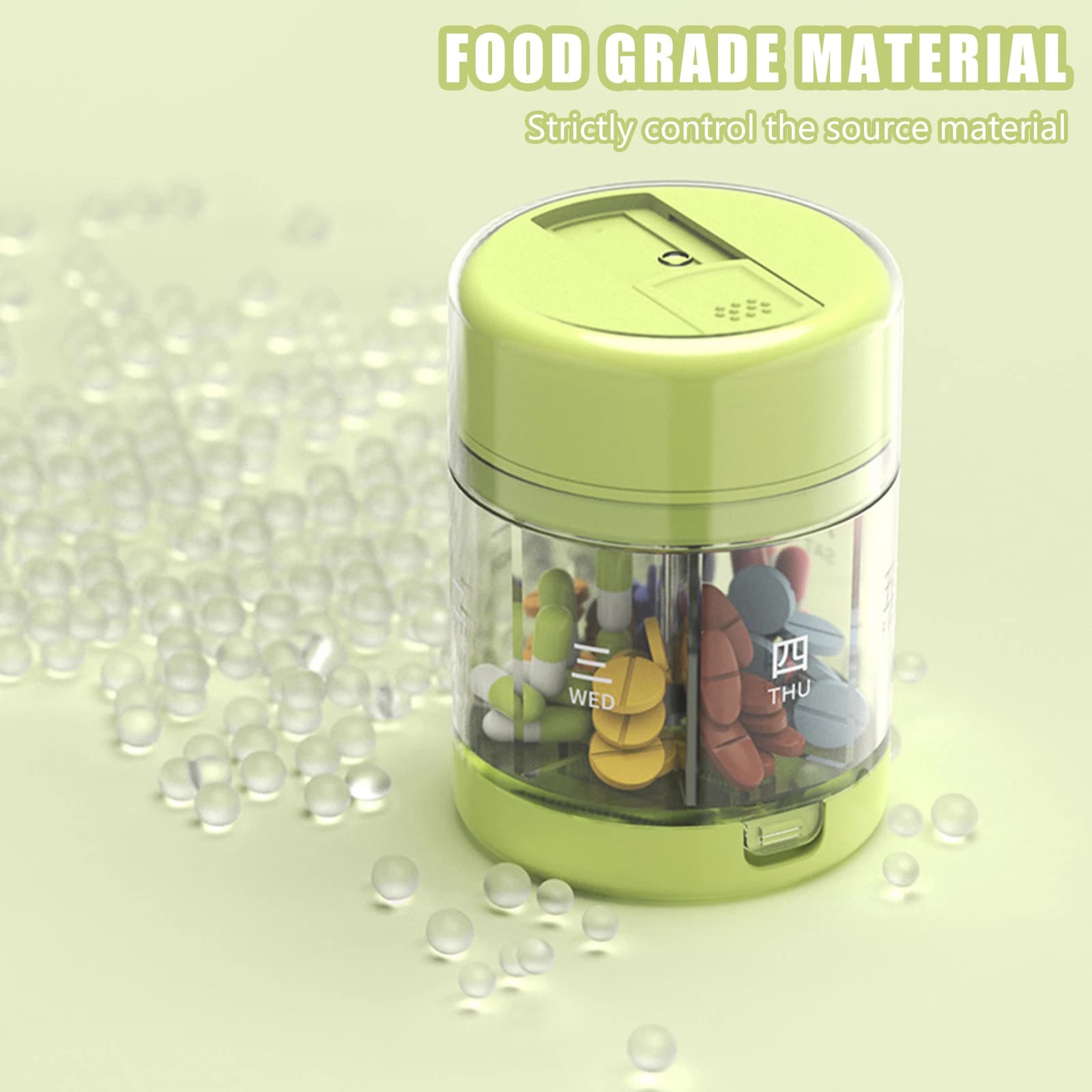 Mini portapillole settimanale con coperchio tagliapillole, 7 scomparti, scatola per medicinali da viaggio con chiusura a tenuta d'aria, per pillole di olio di pesce, vitamine