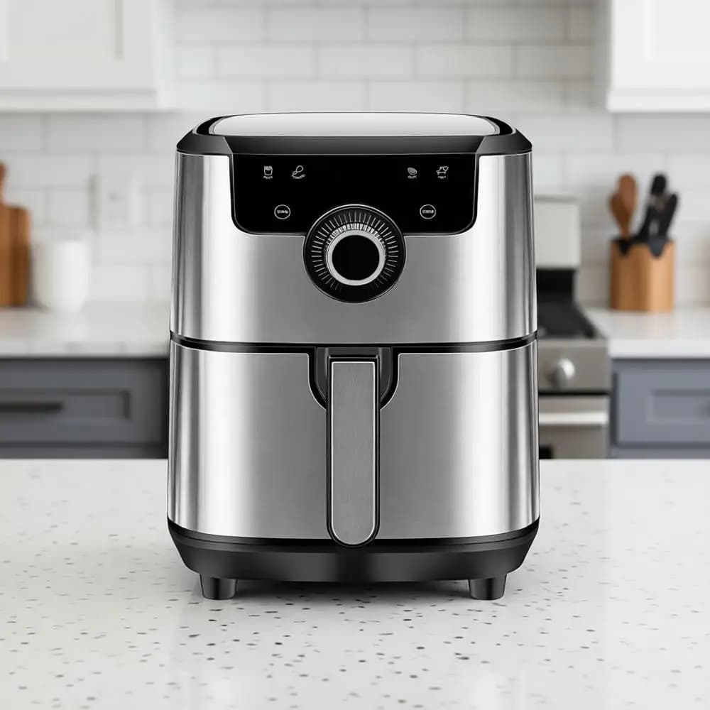 Friggitrice ad aria da 4,5 Qt, facile da usare e con doppio controllo della temperatura, acciaio inossidabile antiaderente, cestello lavabile in lavastoviglie, con timer da 60 minuti