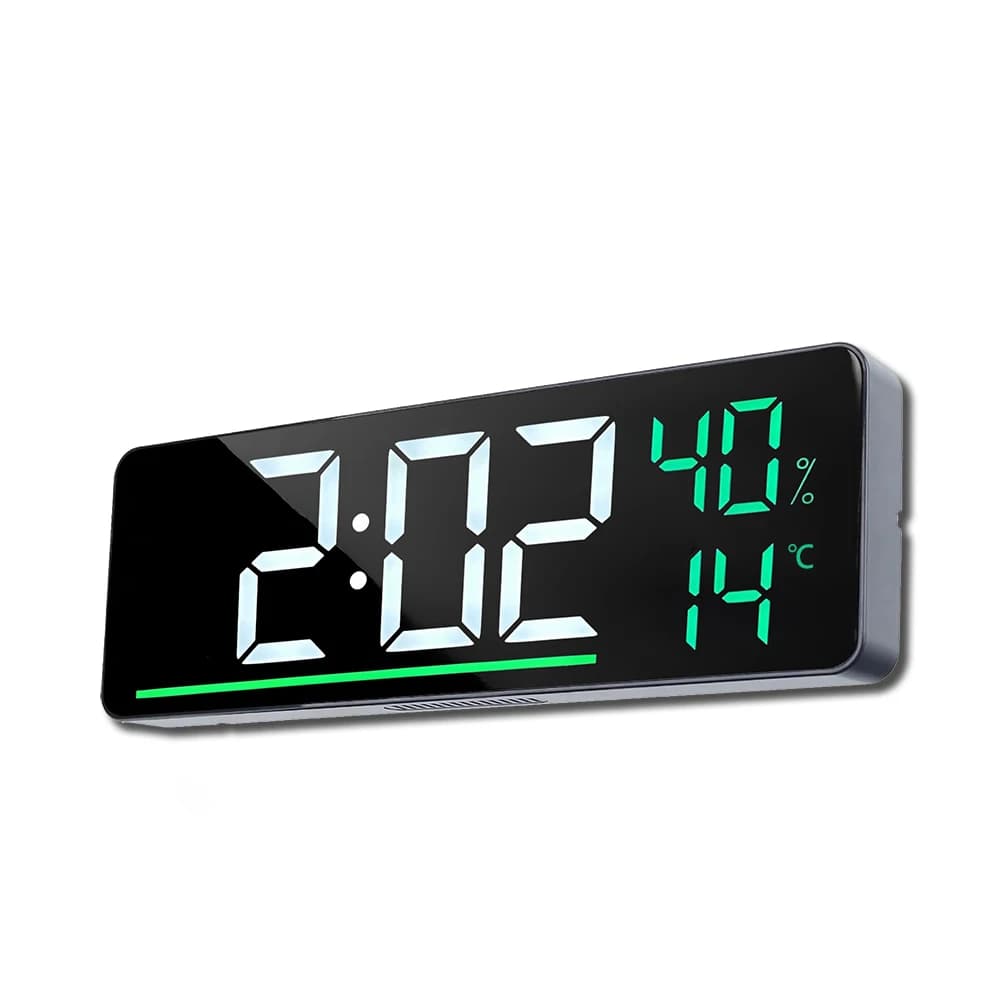 LED Digital Wall Clock with Temperature Humidity Super Size 9.5"Desk Alarm Clock for Bedroom Living Room Office Smart Home