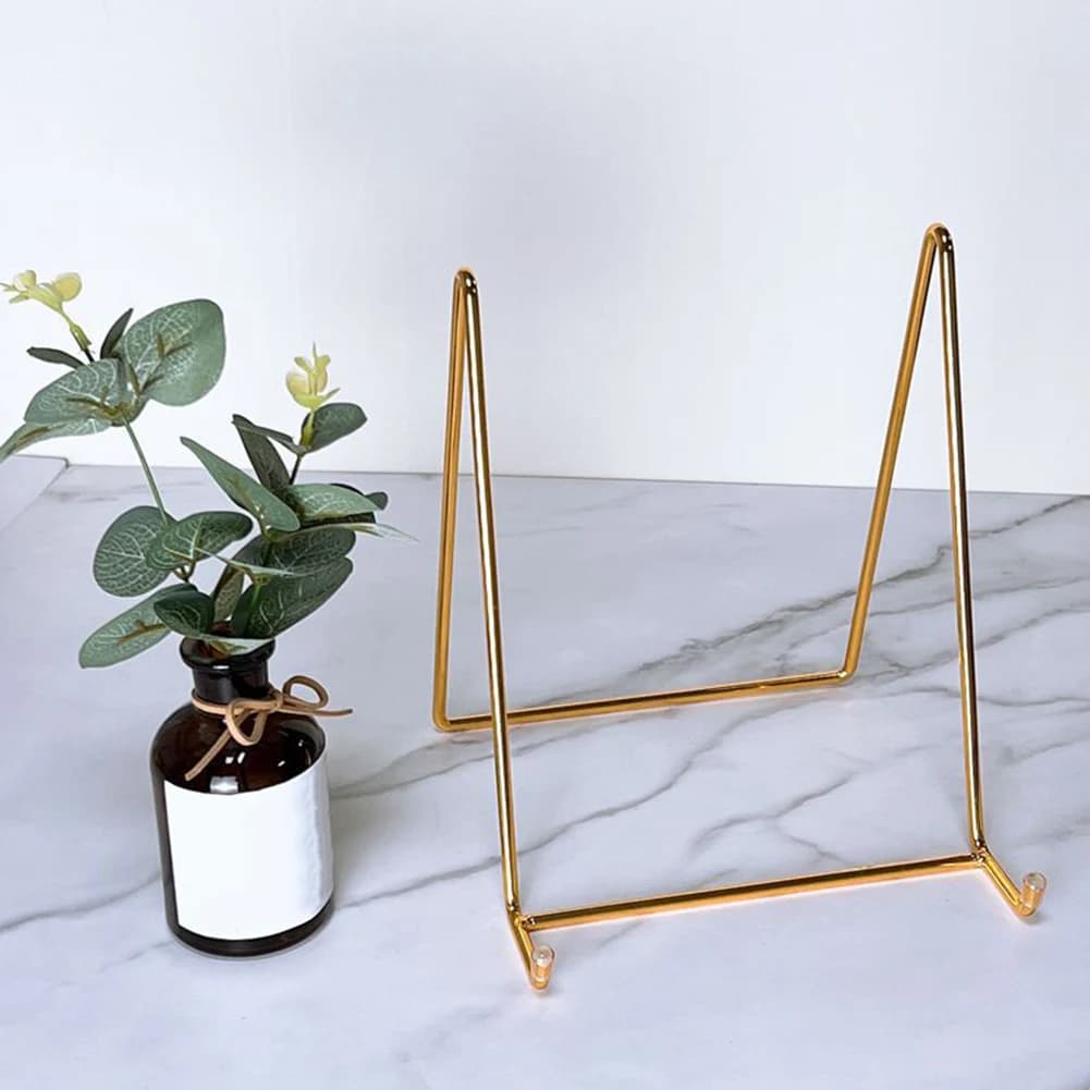 Metal Easel Stand for Pictures Artwork Signs Postcards Display 13x9x15cm Thick Iron Frame Desktop Display Stand