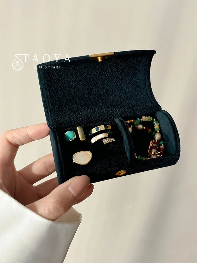 Elegante e Portatile Mini Portagioie per Viaggi d'Affari Femminili, Scatola Antiossidante di Lusso in Velluto per Anelli