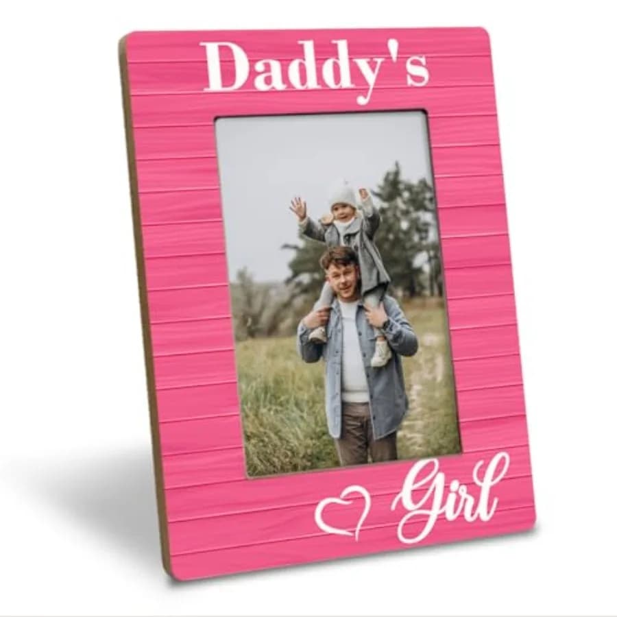 Dad Gifts from Daughter, Daddy's Girl Photo Frame, Holds 4 x 6 Inch Photo, Farmhouse Wooden Picture Frame Gifts, Daddy and Daug