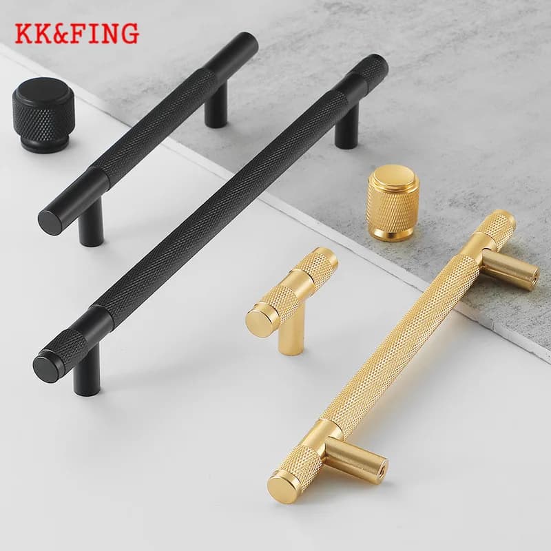 KK&FING Maniglie e pomelli per armadi da cucina in oro nero semplice in lega di alluminio Maniglie per cassetti Maniglie per porte dell'armadio Ferramenta per mobili