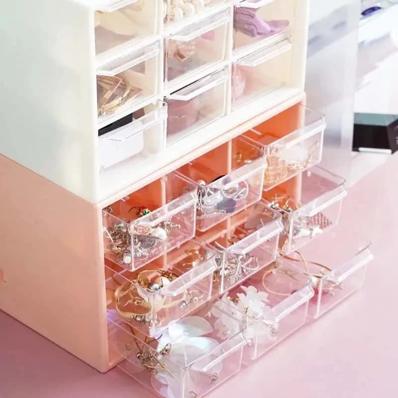 Simple and Colorful Desk Organizer with Drawers, All-In-One Container for Small Items, Cosmetics and Tools