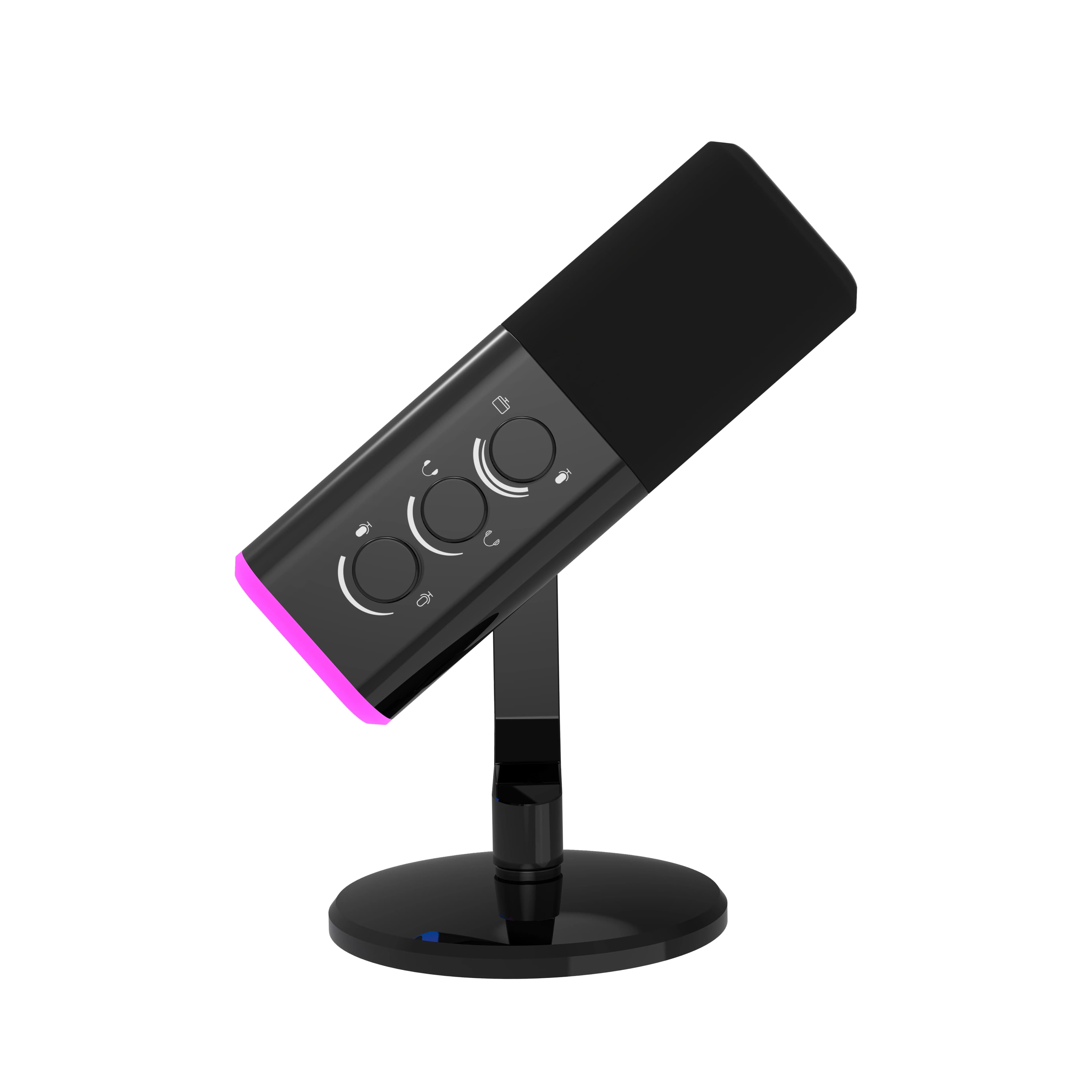 Pro USB/XLR Dynamic Microphone with Desktop Stand Bundle - Touch Mute, Noise Reduction, Headphone Jack for PC/PS5/4/Mixer, Gamin