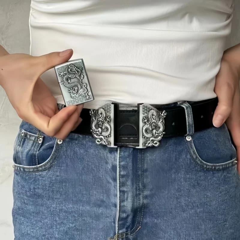 Creative Men's Belt Lighter Metal Belt Buckle Small Tool Cigarette Accessories Personalized Fashion Smoking Gift