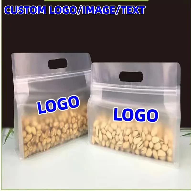 50PCS Frosted 3D Stand Up Ziplock Bags Resealable Plastic Pouches for Snacks Dried Fruits Spices Food Storage