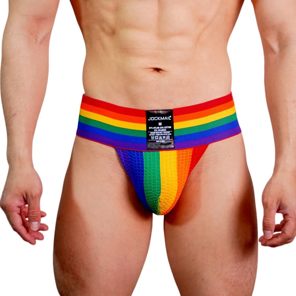 Marca JOCKMAIL, Sexy Tanga da Uomo, Slip Jockstrap, Bikini, Intimo Maschile, Mutande a Vita Bassa Traspiranti Arcobaleno