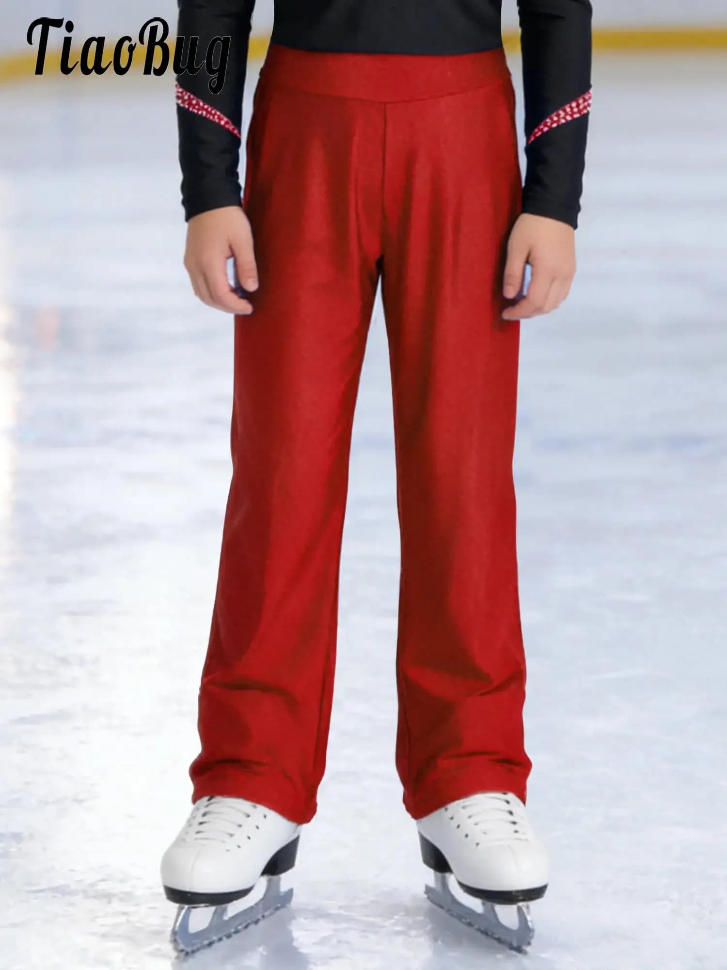 Pantaloni per Pattinaggio Artistico per Bambini, Costume da Spettacolo, Pantaloni per Danza Moderna e Lirica, Pantaloni a Gamba Dritta per Pratica di Danza