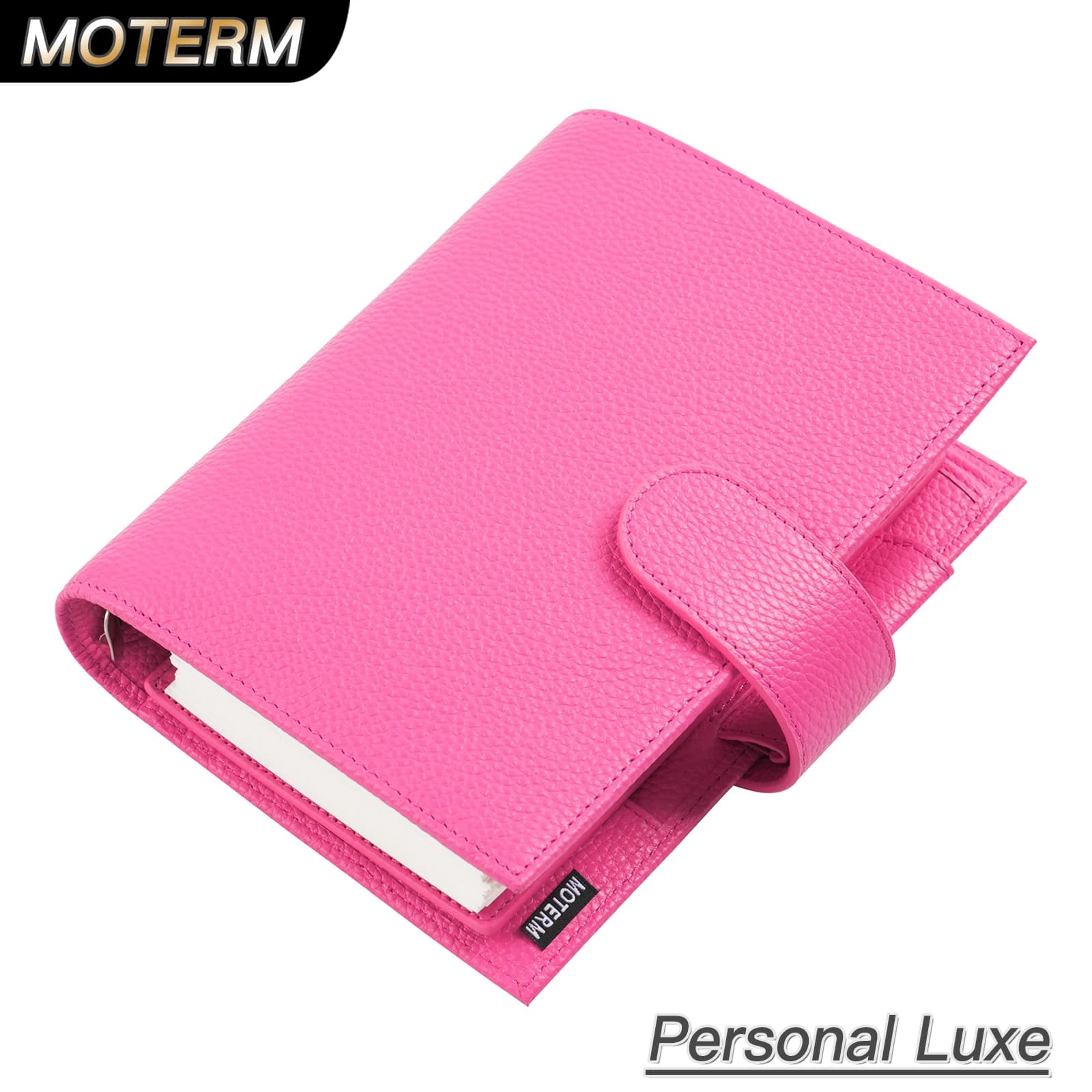 Agenda Personale Moterm Luxe 2.0 con Anelli da 30 MM, Taccuino in Vera Pelle Martellata, Diario e Organizer