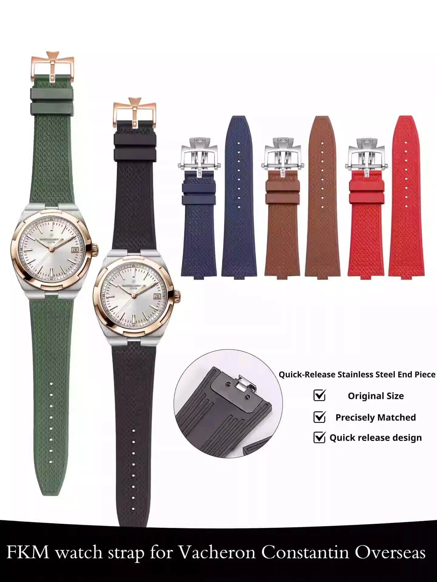 For Vacheron Constantin VC Overseas 4500V 5500V 7900V Fluororubber Band Men Women FKM Watch Strap Bracelet Watch Accessories