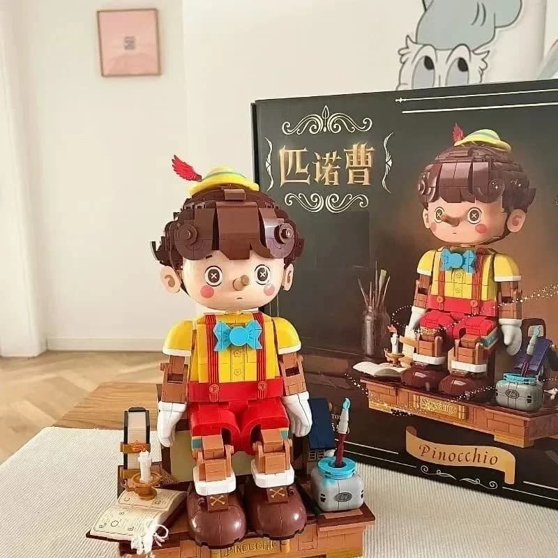 Blocchi da Costruzione Pinocchio, Modello Classico del Pupazzo dal Naso Lungo, Mattoncini Decorativi da Scrivania, Giocattoli Educativi Fai-da-Te per Adolescenti, Regali