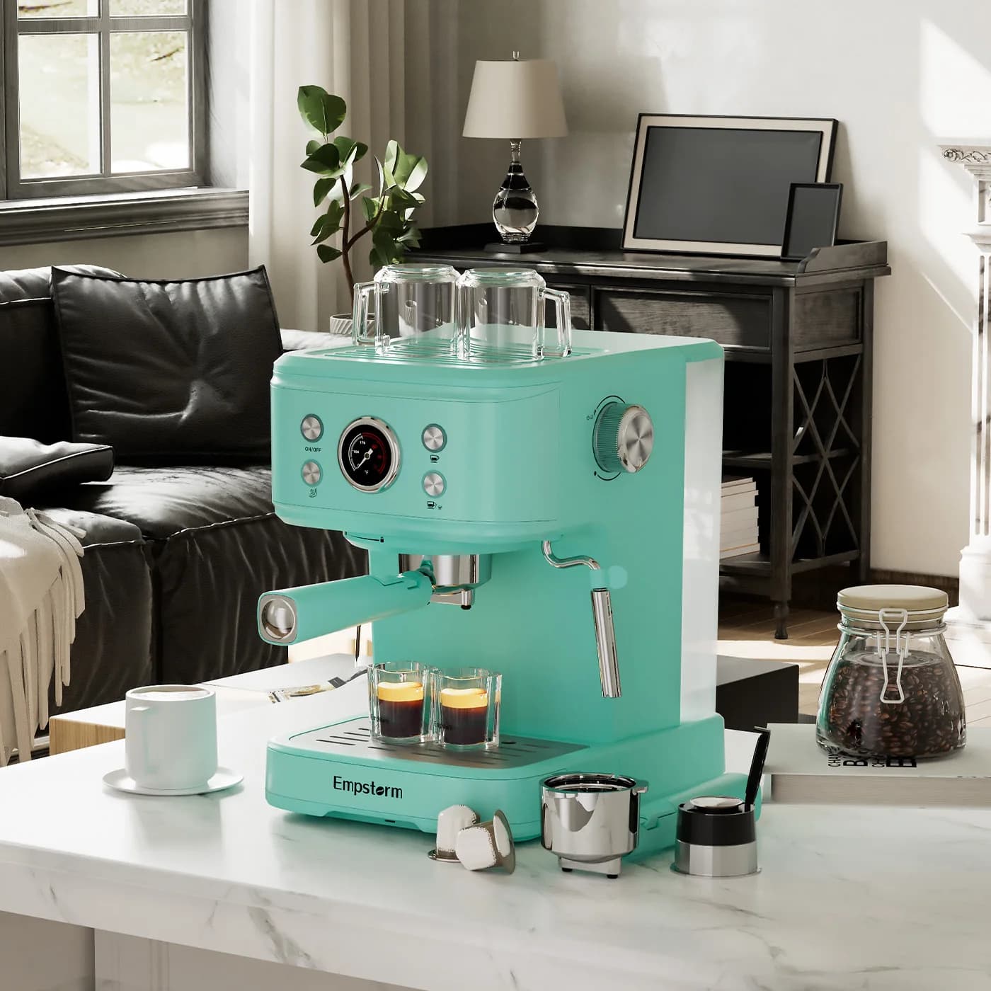 Electric Semi Automatic Home Commercial Use Italian Espresso Machine 20 Bar Pressure Cappuccino Maker Milk Brew System Household