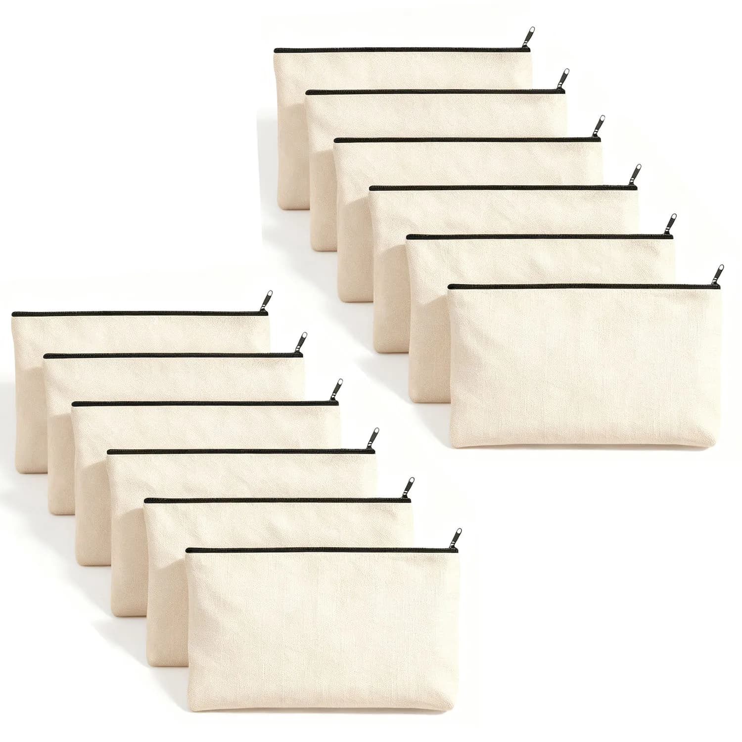 Astucci vuoti per sublimazione da 6/12 pezzi, borse per il trucco, buste da toilette da viaggio multiuso, borse con cerniera per artigianato fai-da-te