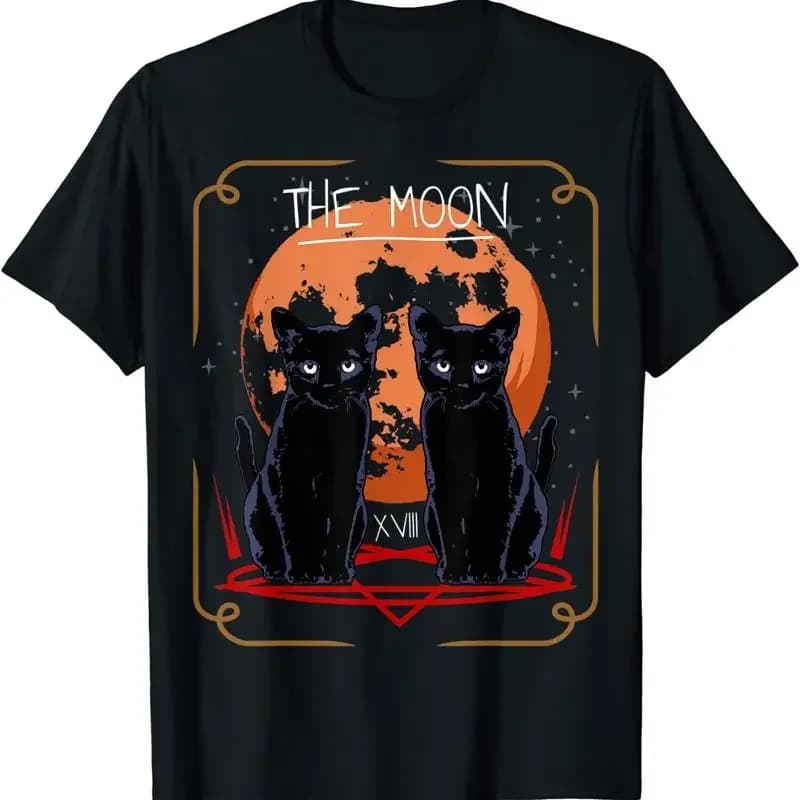 Min New Limited The Moon Tarot Card ay Cat T Shirt