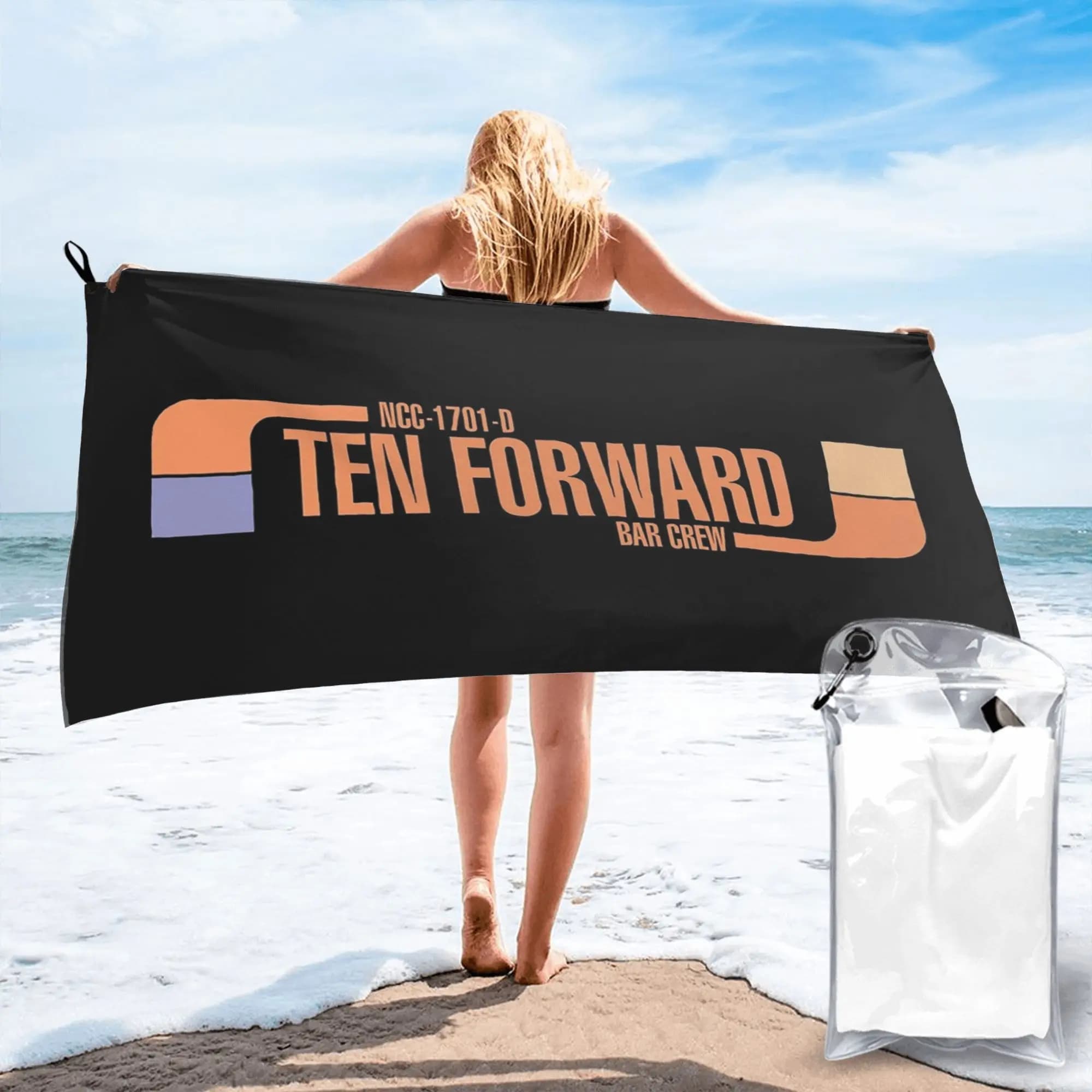 Ten Forward Bar Crew NCC 1701-D Asciugamano da spiaggia in morbida microfibra, ad asciugatura rapida, assorbente, per yoga