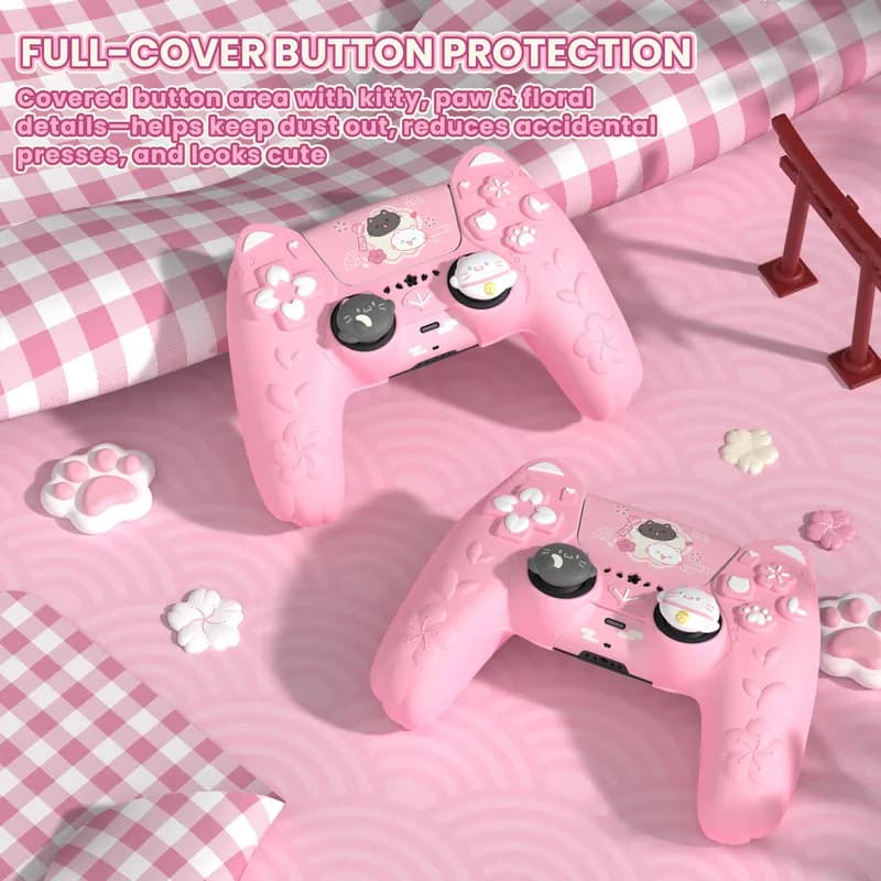 Adatto per la custodia protettiva del controller di gioco PS5 e periferiche da gioco anime con guscio in silicone antiscivolo Wind Cat