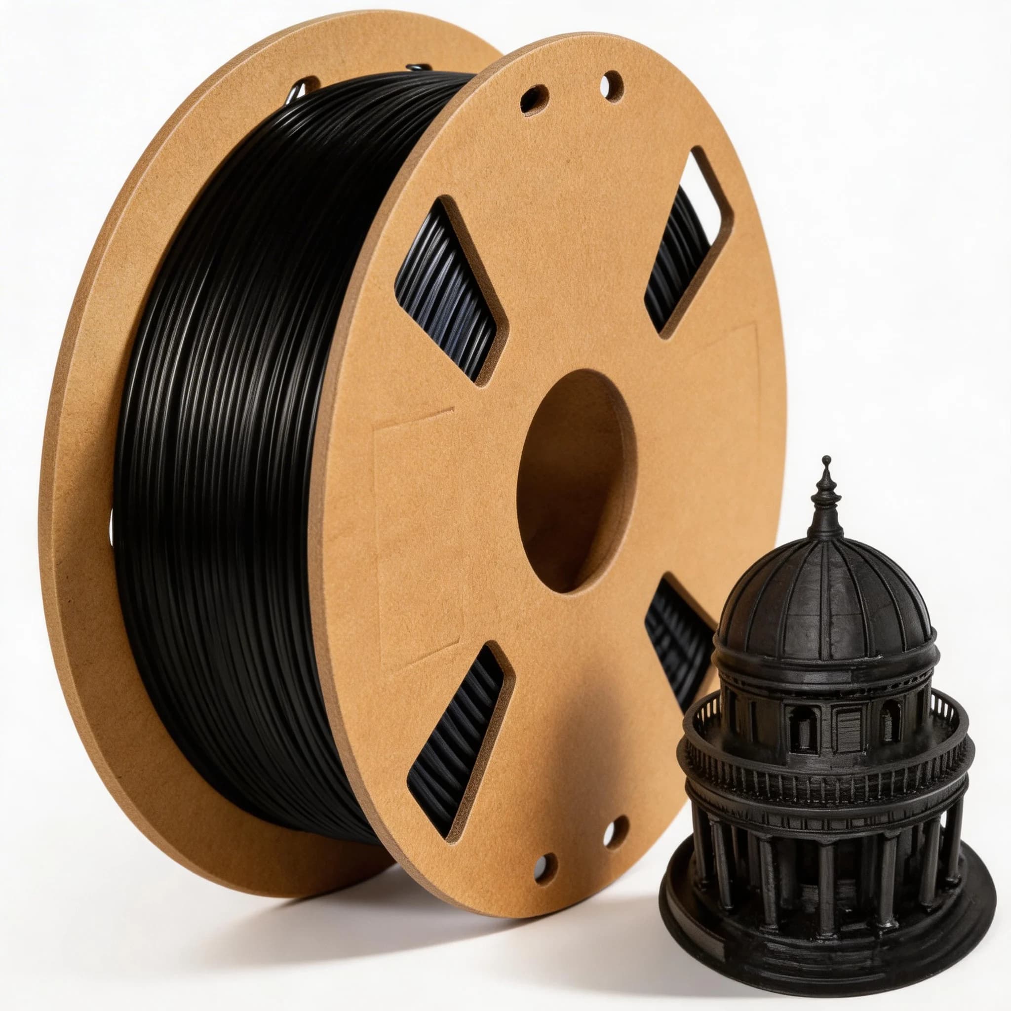 Filamento PLA Plus 1.75mm Nero 1KG, Avvolgimento Preciso per Stampante 3D, Precisione Dimensionale +/- 0.02 mm, 1kg, Nero