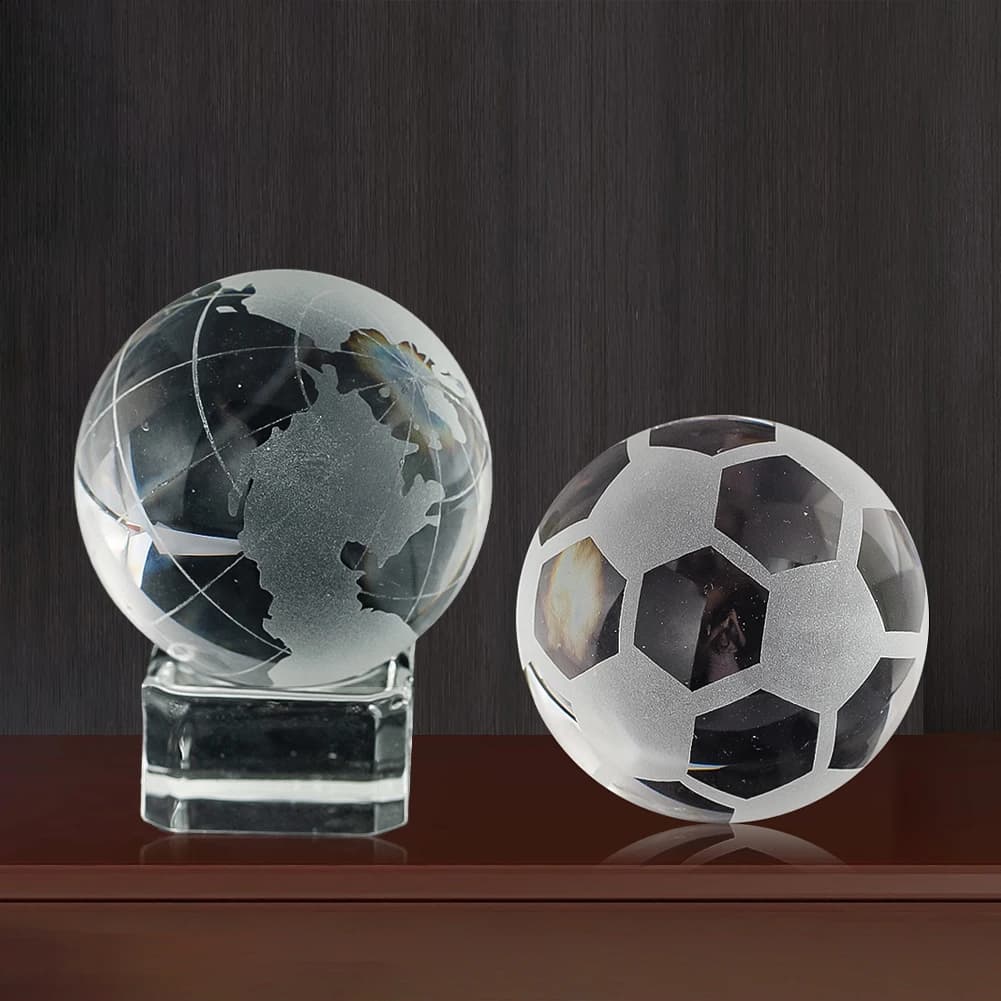 40 mm transparent crystal ball with laser engraving, snow globe, world, earth planet, soccer model, glass art, ornament for Christmas room