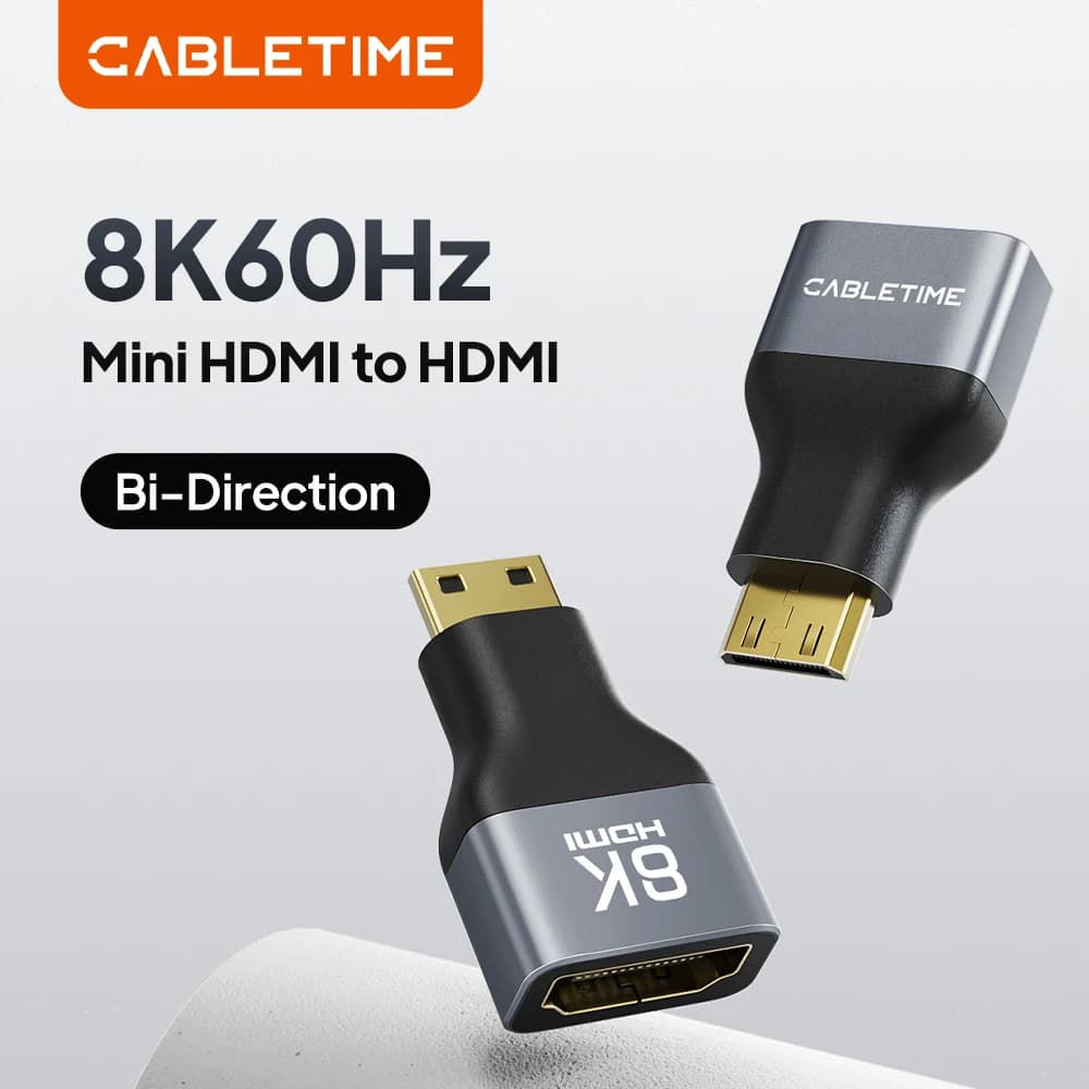CABLETIME Adattatore Mini HDMI Adattatore Mini/Micro HDMI a HDMI 8K 60Hz per videocamera Raspberry Pi ZeroW Mini adattatore HDMI per laptop