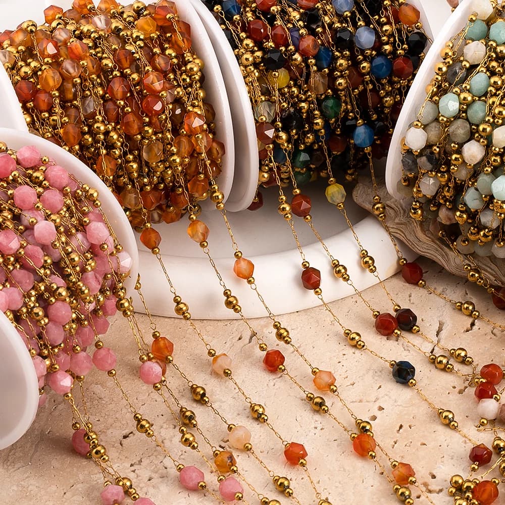 Stainless Steel irregular stone beads chain 0.5 meters and 1 meter for Boho necklaces DIY Bracelets handmade Supplies for jewelry creation