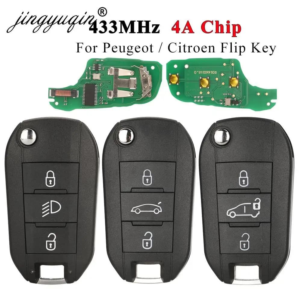 Jingyuqin 433MHz 4A HITAG AES Chip Flip Remote Van Car Flip Chiave Per Peugeot Expert 308 3008 2016+ Citroen C4 Cactus 2014+ HU83