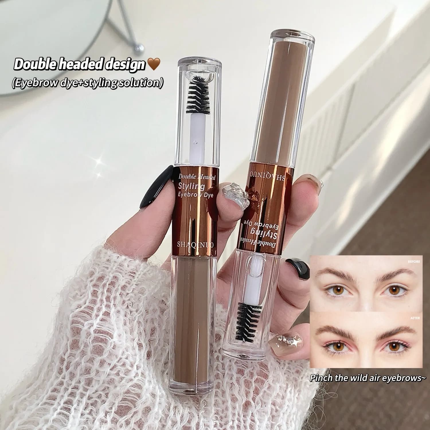 SHAQINUO4 color double head styling coloring cream for eyebrows keep change makeup cream for natural three-dimensional wild eyebrows