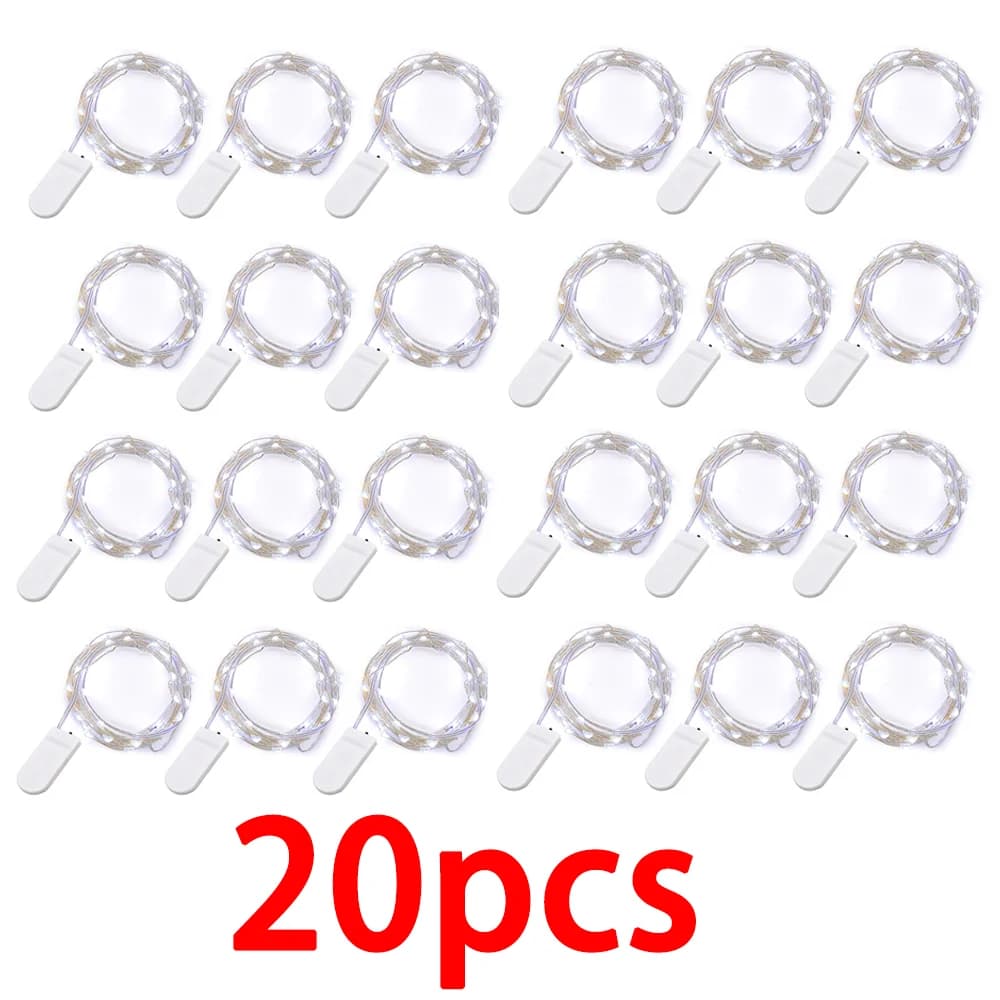 20 luci a stringa a LED in filo di rame a LED, lucine impermeabili, a batteria, ghirlanda, decorazione natalizia per feste di matrimonio fai da te