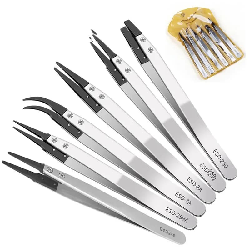 Watch Hands Installation Work Tweezers ESD-259 ESD-259A ESD-7A Straight Elbow Handle Stainless Antistatic Plastic Tweezers