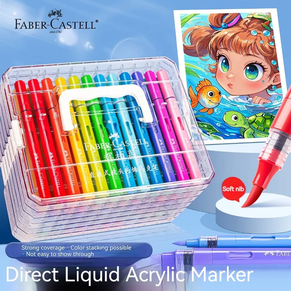 Faber Castell Pennarello liquido diretto Set 24-80 colori Fai da te Disegnato a mano Graffiti Paint Art Penne per pittura acrilica per studenti artisti