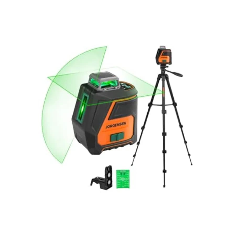 Livella Laser 360° con Treppiede, 30 Metri, Ricaricabile, Autolivellante, a Linee Incrociate Verdi, con Base Magnetica per Immagini