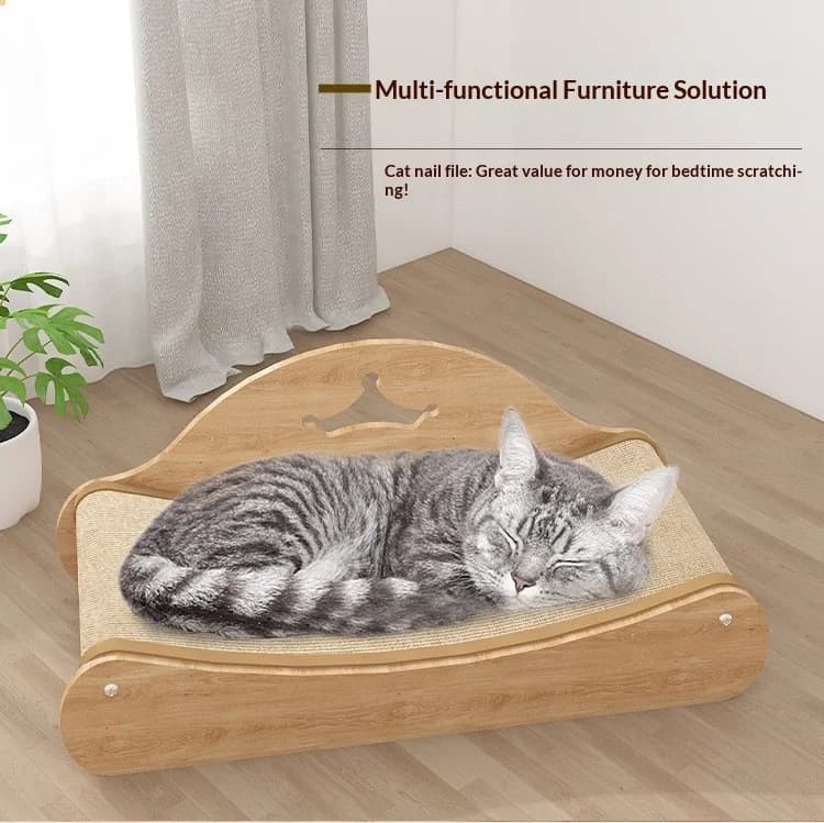 Cuccia Ovale Durevole in Sisal per Gatti, Tiragraffi Anti-Perdita di Fibre, con Giocattolo Integrato, Lima per Unghie, Lettino Accogliente, Arredamento e Giocattoli per Gatti
