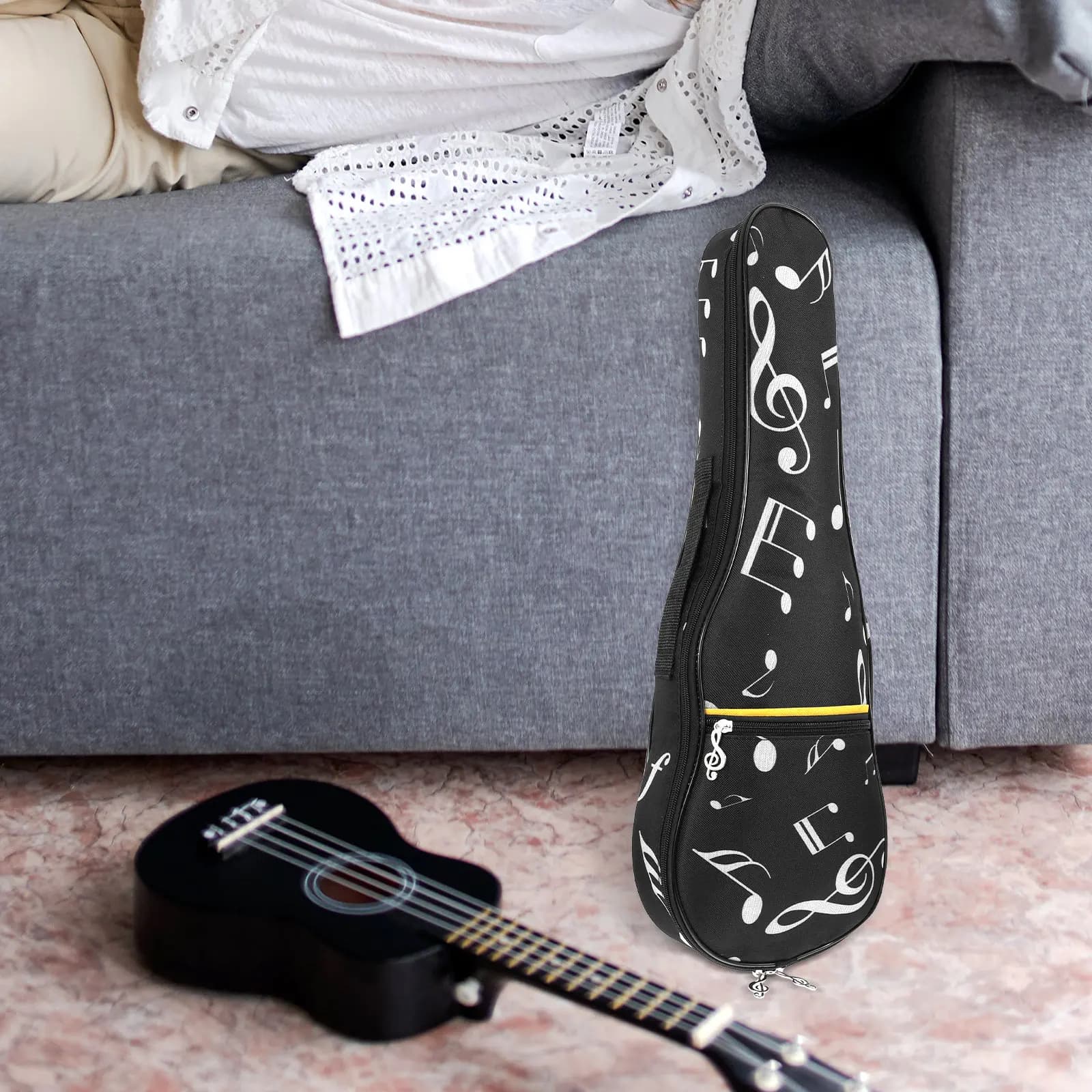 Borsa per Ukulele Imbottita Premium con Spugna Spessa, Cinghie da Zaino e Cerniera in Metallo Liscia per Organizzazione e Conservazione