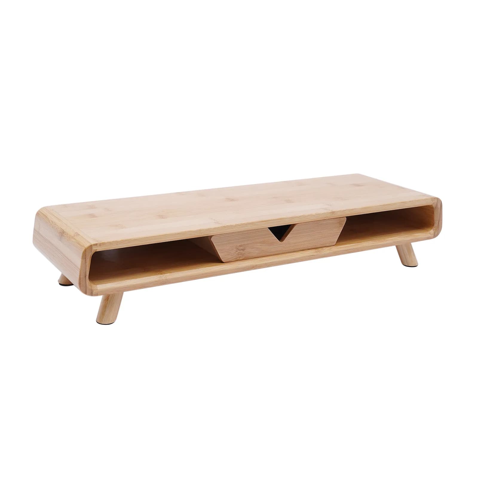 Monitor Stand Riser Farmhouse Style Bamboo Laptop Stand Riser Holder with Storage Drawer Modern Computer Stand for PC Monitor