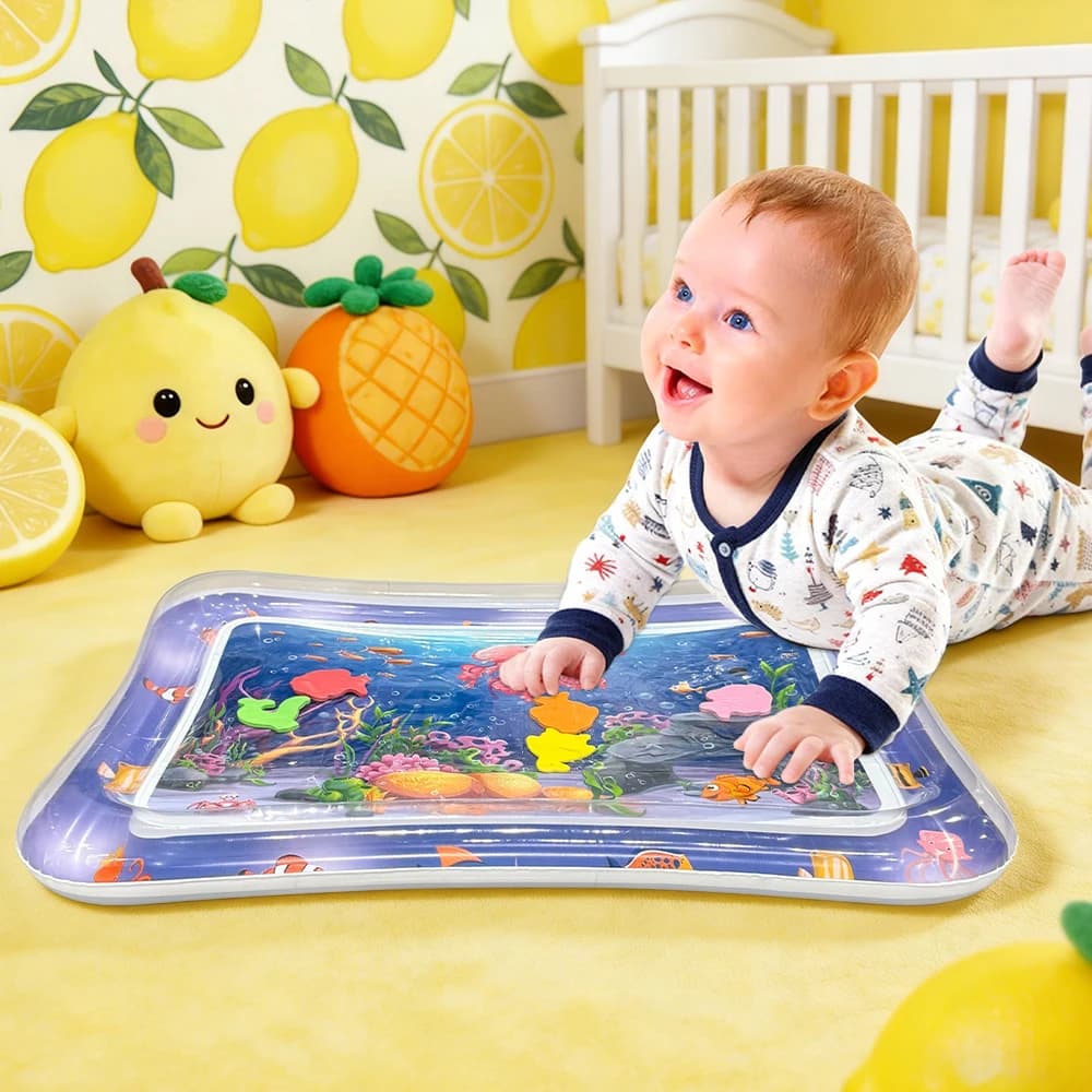 Tappetino Gonfiabile a Tema Oceano con Polpo Rosso per Bambini, Tappeto Sensoriale in PVC Spesso, Giocattolo Educativo per Neonati, Regalo di Compleanno Ideale