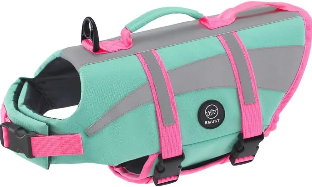 Giubbotto di salvataggio leggero per cani per nuoto, passeggiate in barca e sicurezza in acqua - Taglie regolabili da XS a 2XL in nuovo turchese