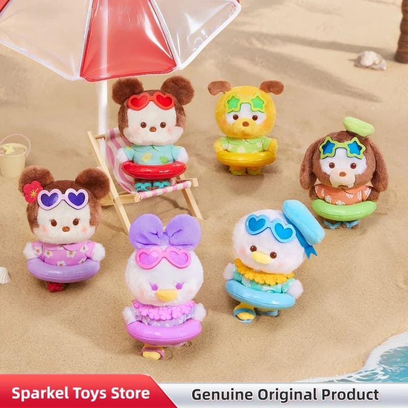 Autentico Disney Summer Swim Ring Series: Ciondolo Peluche Blind Box, Stile Vacanza, Bambola Carina, Charm per Borsa, Giocattoli da Collezione, Regalo di Compleanno