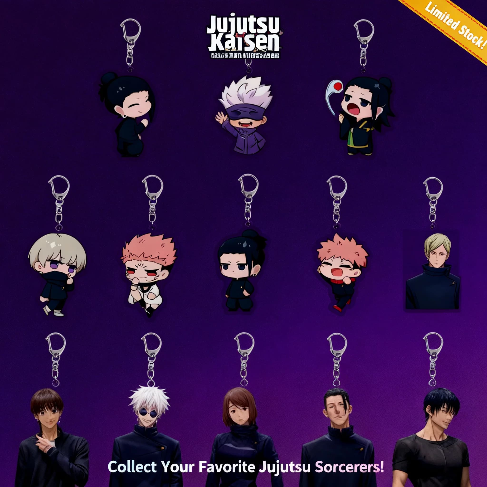 Portachiavi Anime Jujutsu Kaisen in Acrilico, Ciondolo Accessorio Yuji Itadori Megumi Fushiguro, Merchandise Anime