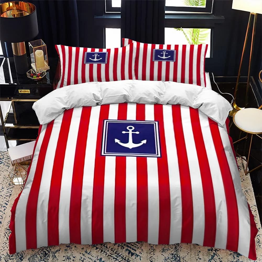 Set copripiumino serie nautica Queen Calico Set biancheria da letto piumino doppio size Set completo singolo Adolescenti Adulti Microfibra Singolo